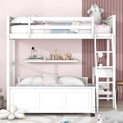 Full Over Full/Twin Over Full Bunk Bed with Desk