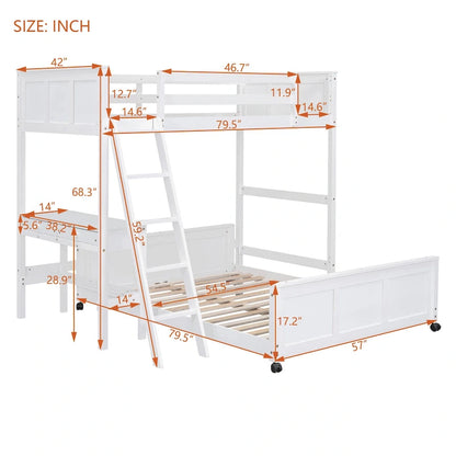 Full Over Full/Twin Over Full Bunk Bed with Desk