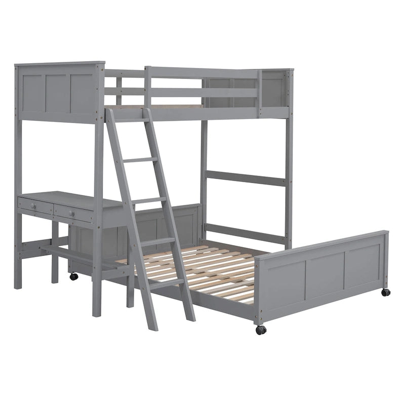 Full Over Full/Twin Over Full Bunk Bed with Desk