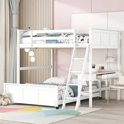 Full Over Full/Twin Over Full Bunk Bed with Desk