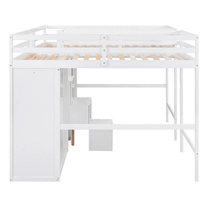 Double Twin Loft Beds with Wardrobes and Staircase