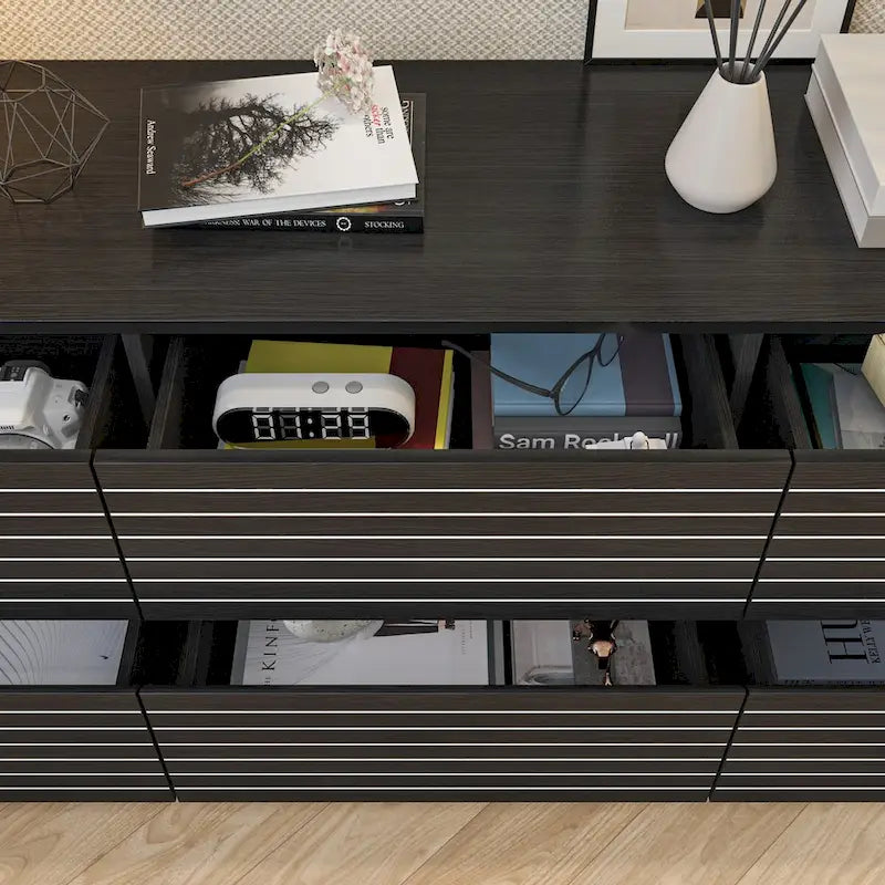 63 Multipurpose 6-Drawer Dresser and Television Stand Enertainment