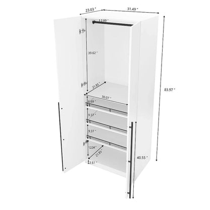 Manhattan Comfort Lee Modern 3.0 Freestanding Wardrobe Closet Armoire Set of 3
