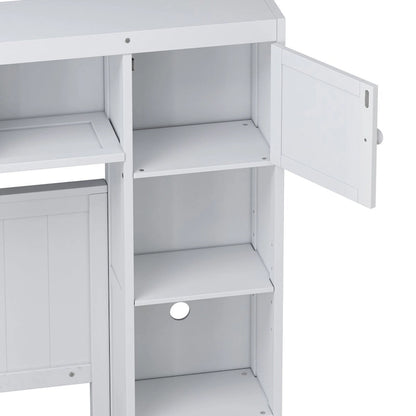 Full Size Wood Bed with All-in-One Cabinet and Shelf