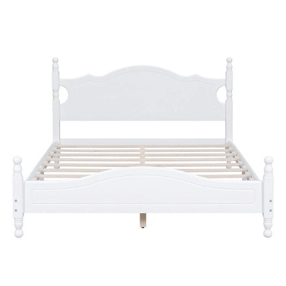 Retro Wood Platform Bed Frame with Wooden Slat Support