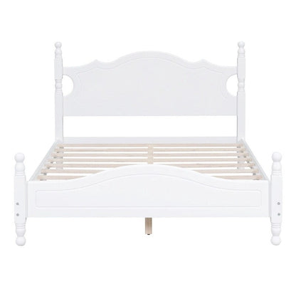 Retro Wood Platform Bed Frame with Wooden Slat Support