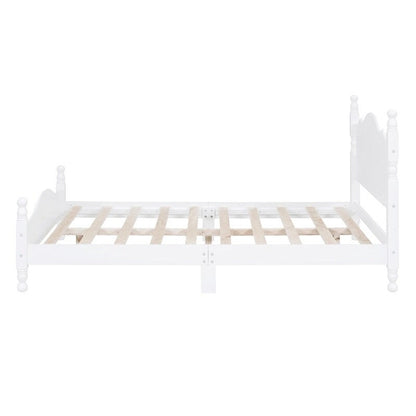 Retro Wood Platform Bed Frame with Wooden Slat Support