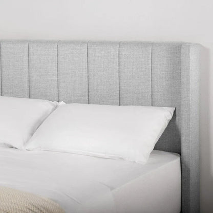 Eleanor Upholstered Platform Bed Frame with Vertical Stripe Headboard