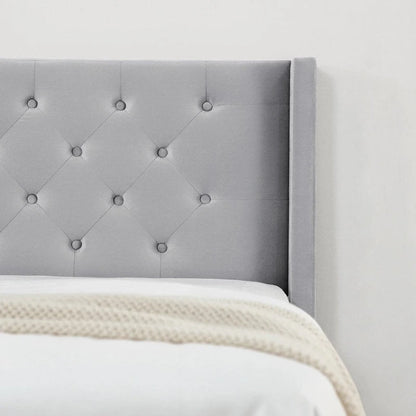 Eleanor Upholstered Platform Bed Frame with Vertical Stripe Headboard