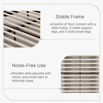 Eleanor Upholstered Platform Bed Frame with Vertical Stripe Headboard