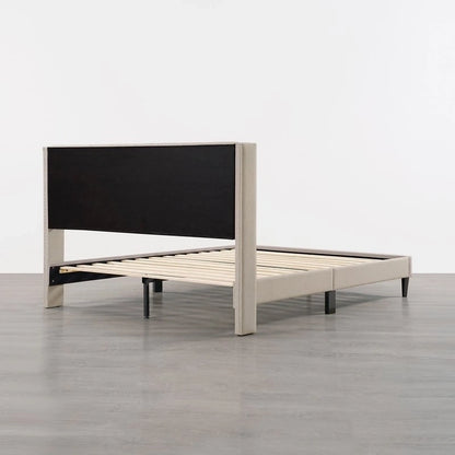 Eleanor Upholstered Platform Bed Frame with Vertical Stripe Headboard