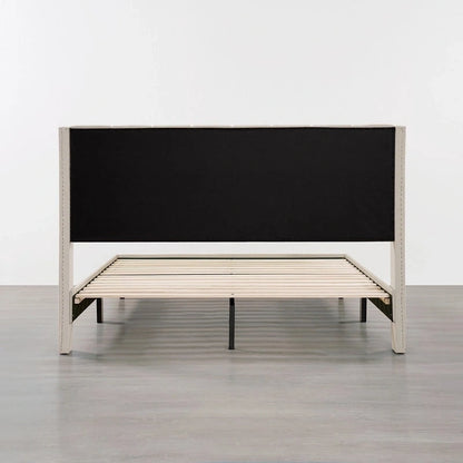 Eleanor Upholstered Platform Bed Frame with Vertical Stripe Headboard