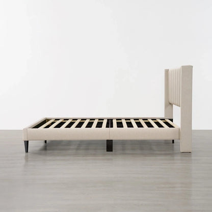 Eleanor Upholstered Platform Bed Frame with Vertical Stripe Headboard