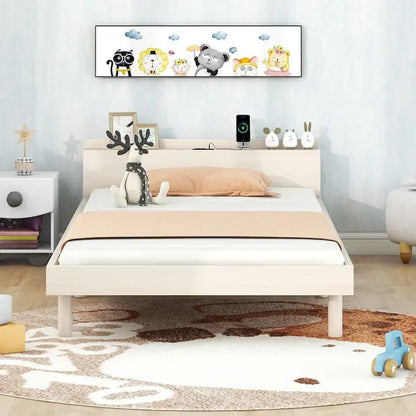 Modern Design Platform Bed with Built-in USB Port