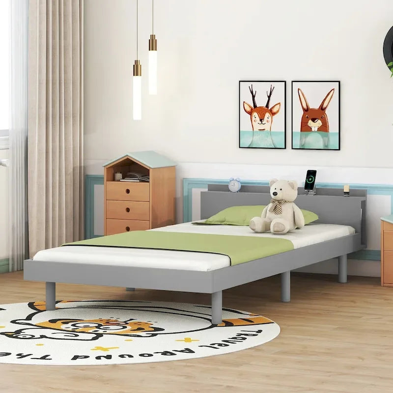 Modern Design Platform Bed with Built-in USB Port