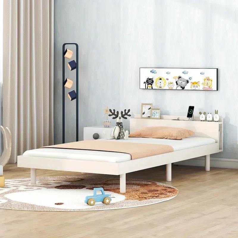 Modern Design Platform Bed with Built-in USB Port