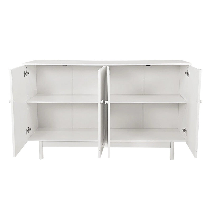 4-Door Wood Storage Cabinet with Legs and Adjustable Shelf