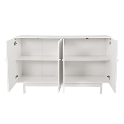 4-Door Wood Storage Cabinet with Legs and Adjustable Shelf