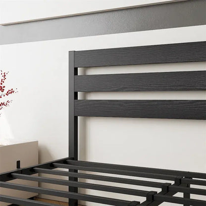 Queen Size Platform Bed Frame with Wooden Headboard, Under Bed Storage