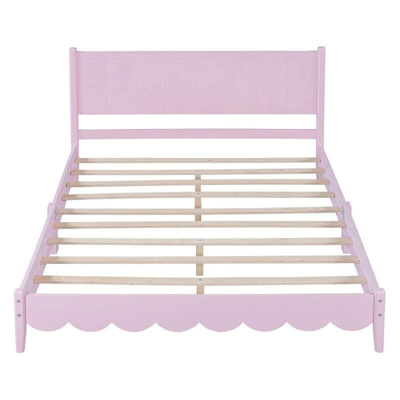 Queen Size Wood Platform Bed with Rectangular Headboard