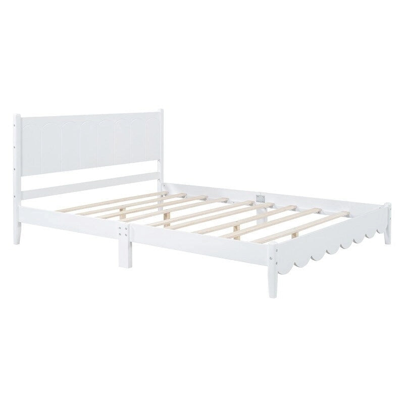 Queen Size Wood Platform Bed with Rectangular Headboard