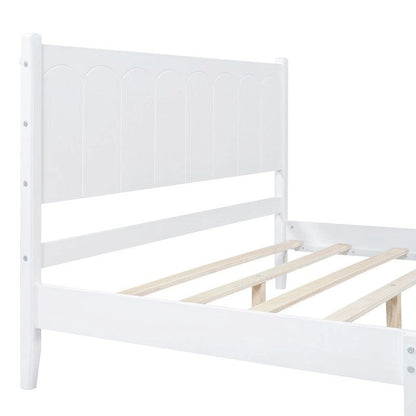 Queen Size Wood Platform Bed with Rectangular Headboard