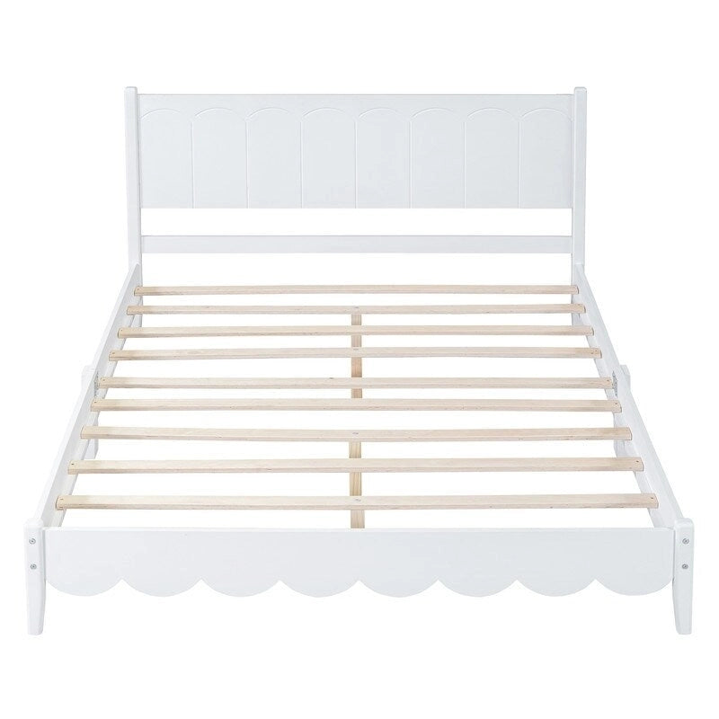 Queen Size Wood Platform Bed with Rectangular Headboard