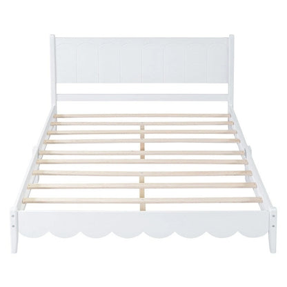 Queen Size Wood Platform Bed with Rectangular Headboard