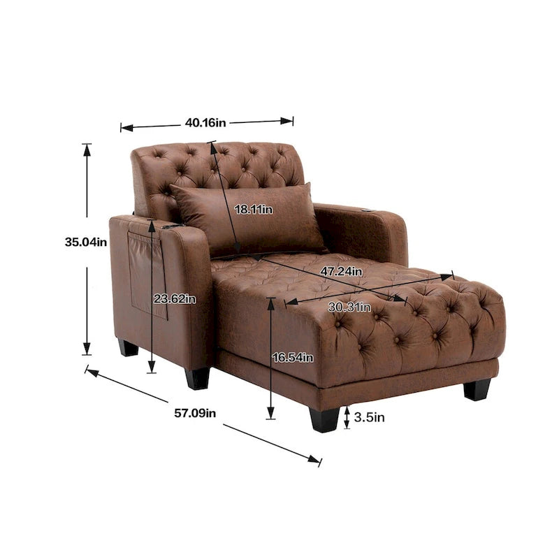 Clihome Tufted Reclining Chaise Lounge