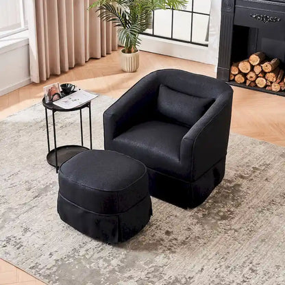 Swivel Barrel Chair With Ottoman