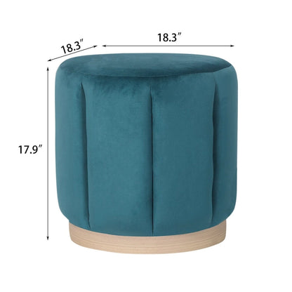 Adeco Round Upholstered Ottoman Flannelette Stool for Living Room