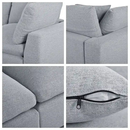 Modern U-Shape Sectional Sofa, 2 Large Chaise with Removable Ottomans