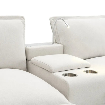 Chenille Square Arm Mid-Century Modern USB Port Sectional Sofa - 109 x 57