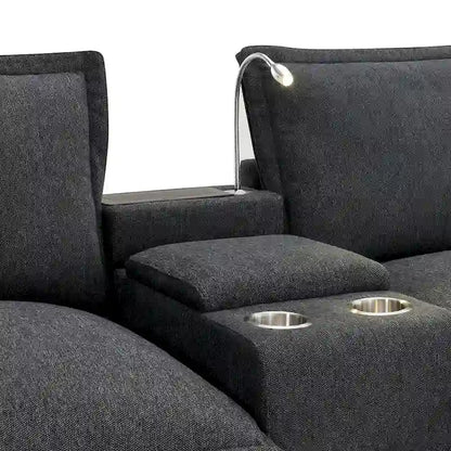 Chenille Square Arm Mid-Century Modern USB Port Sectional Sofa - 109 x 57