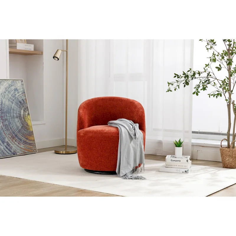 Small Swivel Accent Chair Comfy Round 360 Chenille Swivel Chair for Living Room Modern Round Accent Arm Chairs