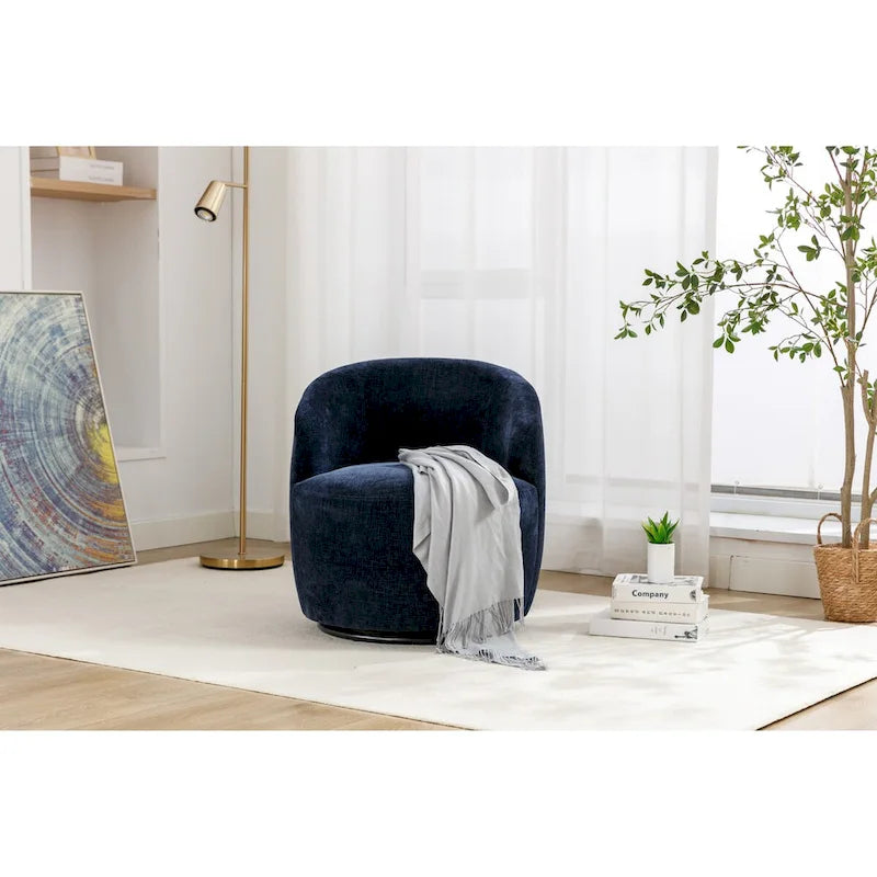 Small Swivel Accent Chair Comfy Round 360 Chenille Swivel Chair for Living Room Modern Round Accent Arm Chairs