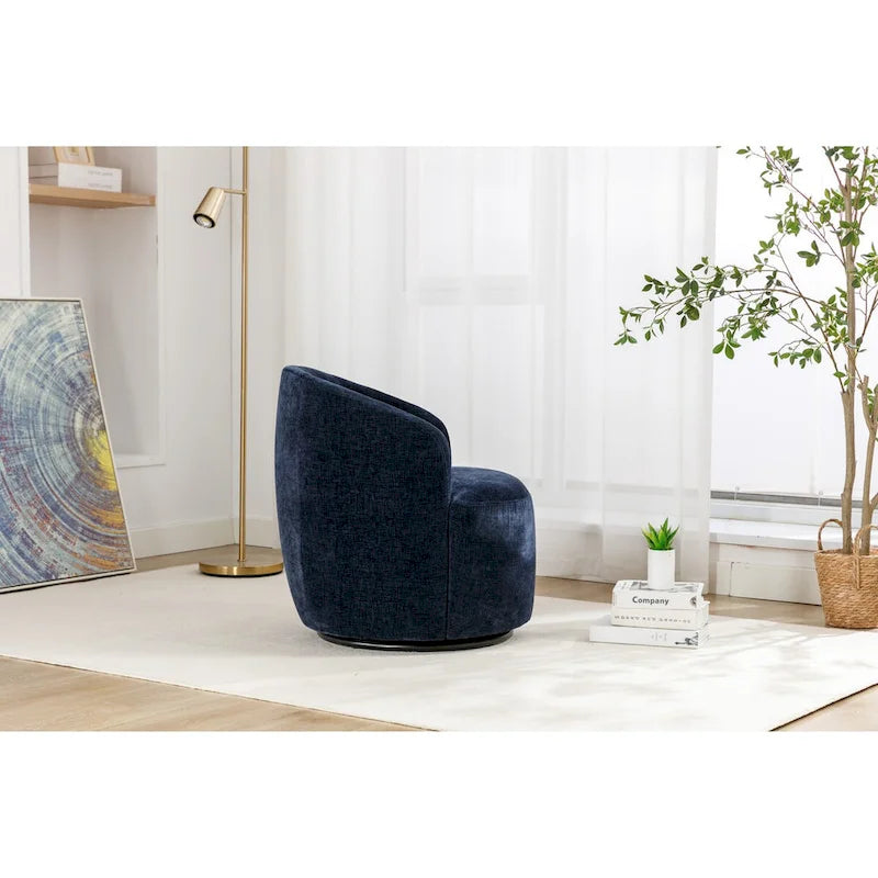 Small Swivel Accent Chair Comfy Round 360 Chenille Swivel Chair for Living Room Modern Round Accent Arm Chairs