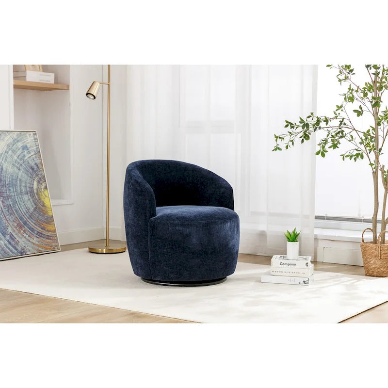 Small Swivel Accent Chair Comfy Round 360 Chenille Swivel Chair for Living Room Modern Round Accent Arm Chairs