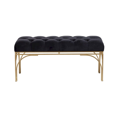 Metal Bench with Velvet Seat - Gray, Black or White - Roche River Decor