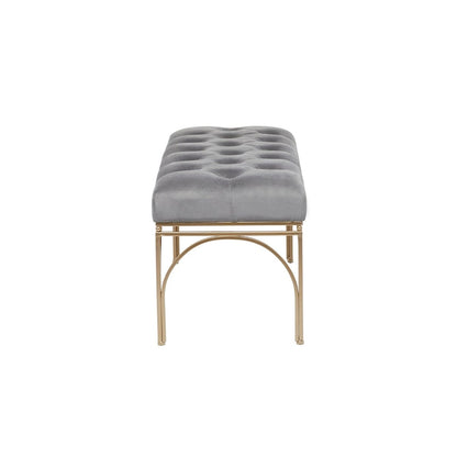 Metal Bench with Velvet Seat - Gray, Black or White - Roche River Decor