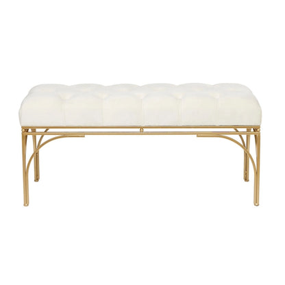 Metal Bench with Velvet Seat - Gray, Black or White - Roche River Decor