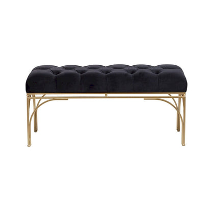 Metal Bench with Velvet Seat - Gray, Black or White - Roche River Decor