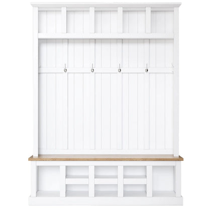 78H Modern Hall Tree with Wide Storage Seating Bench,Entryway Shoe Cabinet with 13 Compartments,Elegant Coat Rack with 6 Hooks