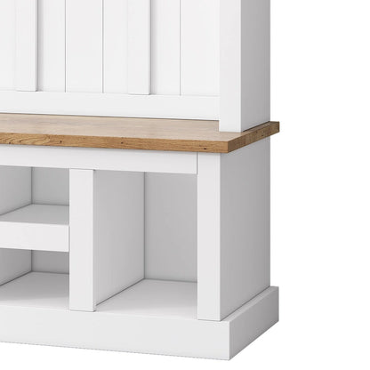 78H Modern Hall Tree with Wide Storage Seating Bench,Entryway Shoe Cabinet with 13 Compartments,Elegant Coat Rack with 6 Hooks