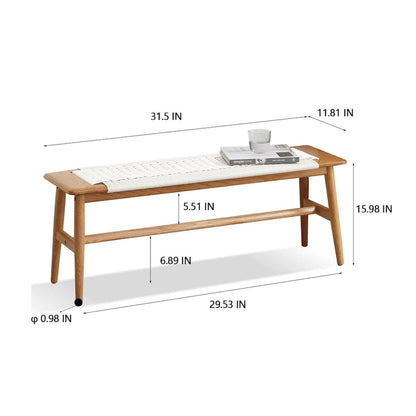 Design Natural Oak Wood Bench Bed Bench for living Room, Bedroom, Bathroom