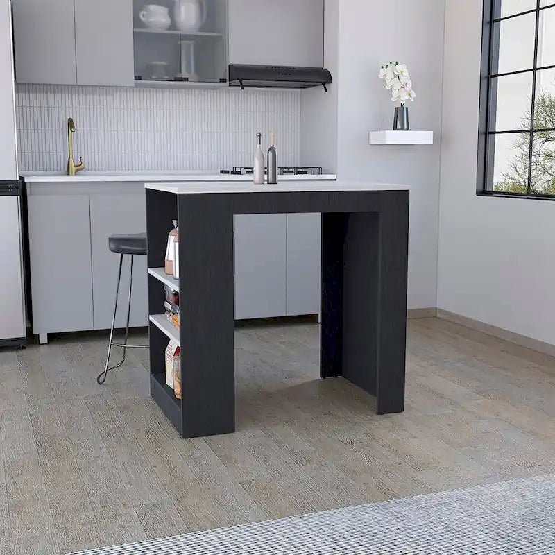 Kitchen Island with 3-Side Shelves,Kitchen Storage Cabinet for Dining Room