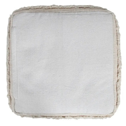 HomeRoots 18 Cream Cotton Tufted Cube Striped Pouf Ottoman