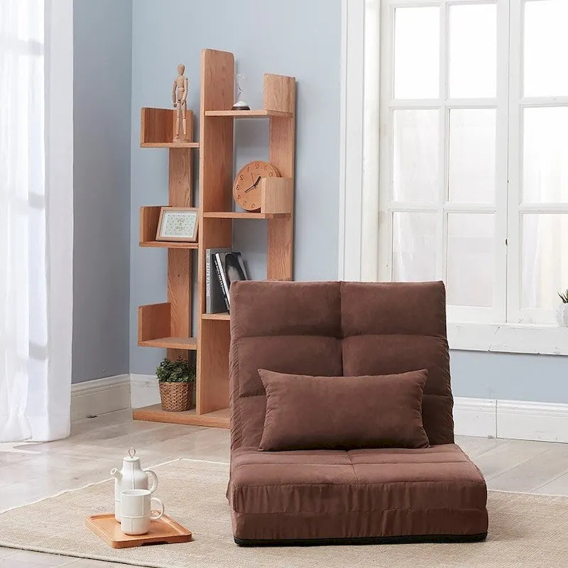 Triple Fold Down Sofa Bed, Adjustable Floor Couch Sofa with One Pillow, 5 Reclining Position
