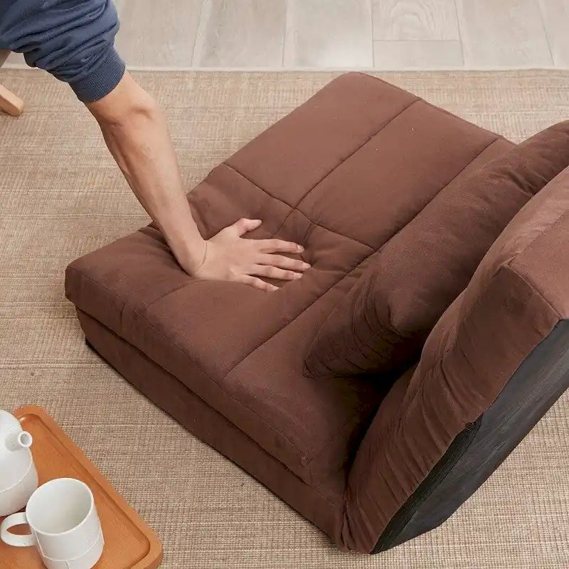 Triple Fold Down Sofa Bed, Adjustable Floor Couch Sofa with One Pillow, 5 Reclining Position