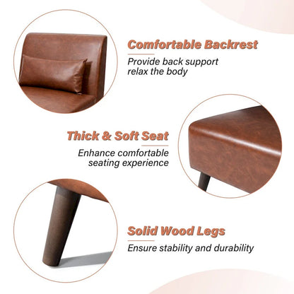 Accent Chair Upholstered Sofa Chair PU Faux Leather Wood Frame with Pillow - 28.74 W x 30.71 D x 31.50 H